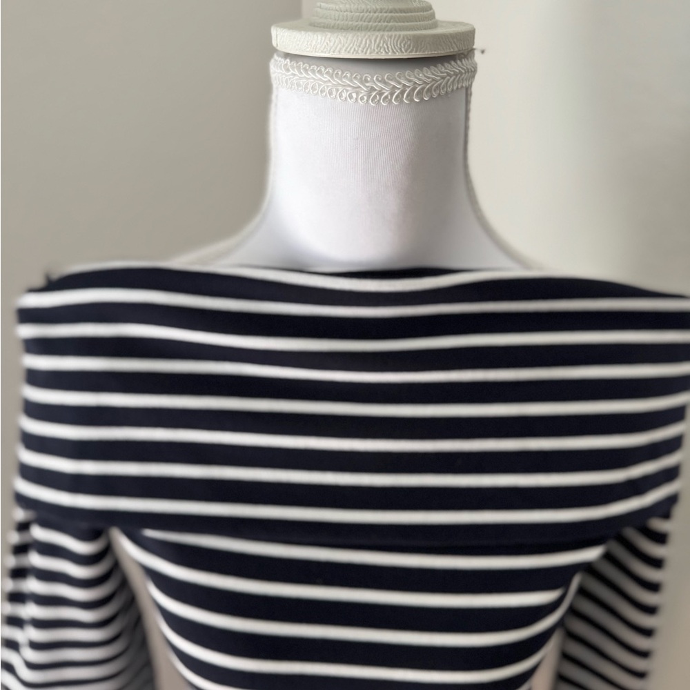 Michael Kors Black and White Off-Shoulder Dress